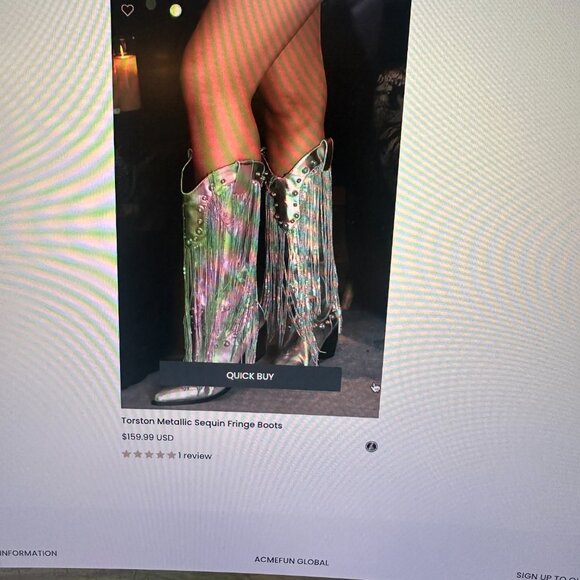 Metallic Sequin Fringe Boots - Silver - Picture 2 of 6